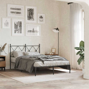 Vidaxl bedframe met hoofdbord metaal zwart 120x200 cm
