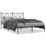 Vidaxl bedframe met hoofdbord metaal zwart 135x190 cm
