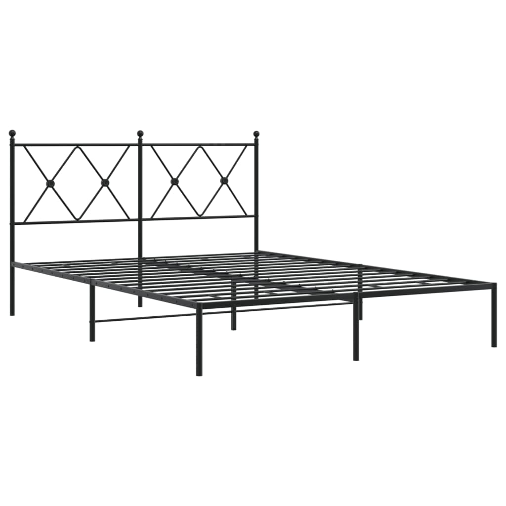 Vidaxl bedframe met hoofdbord metaal zwart 135x190 cm