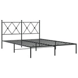 Vidaxl bedframe met hoofdbord metaal zwart 135x190 cm