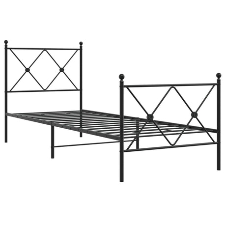 Vidaxl bedframe met hoofd- en voeteneinde metaal zwart 75x190 cm