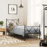 Vidaxl bedframe met hoofd- en voeteneinde metaal zwart 75x190 cm