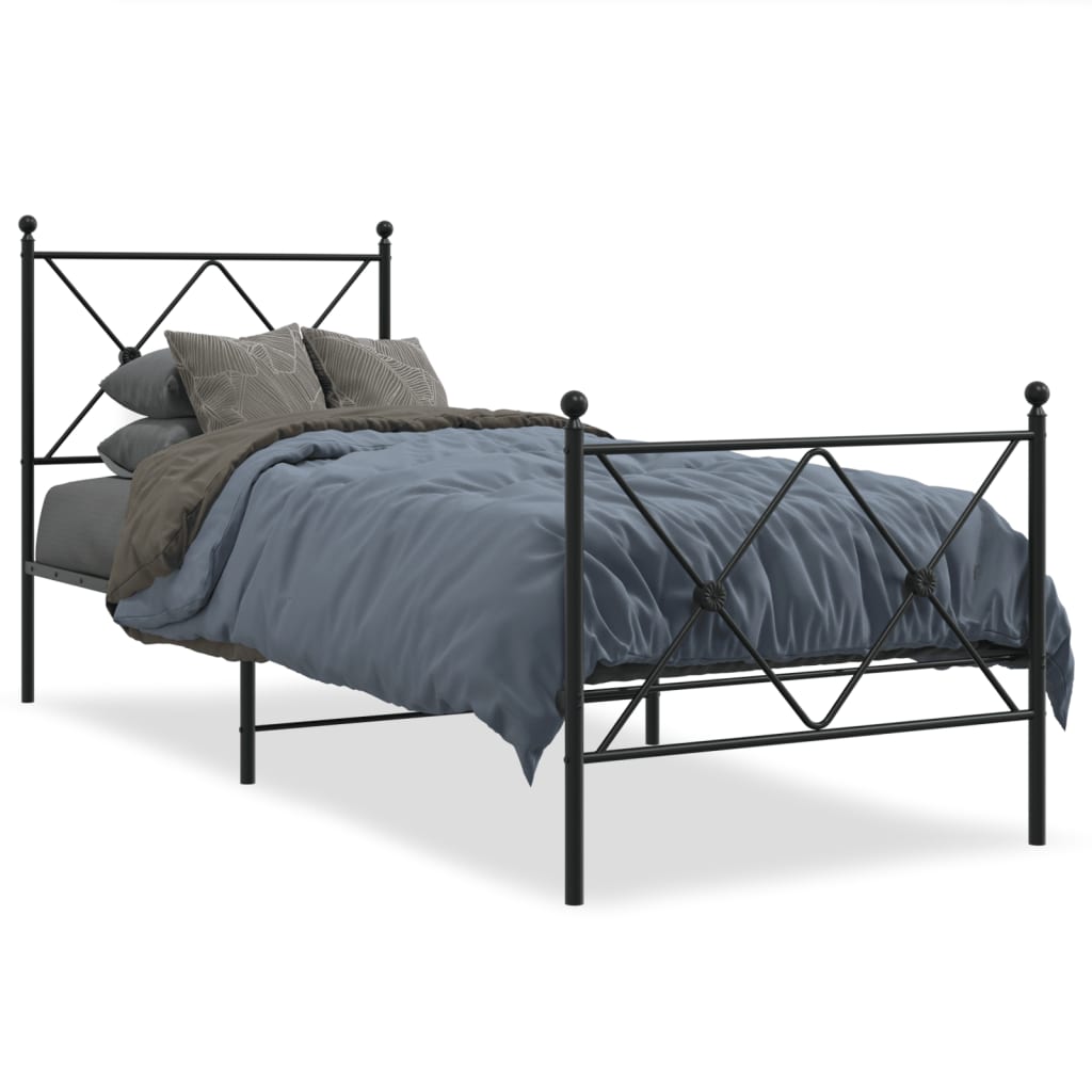 Vidaxl bedframe met hoofd- en voeteneinde metaal zwart 80x200 cm