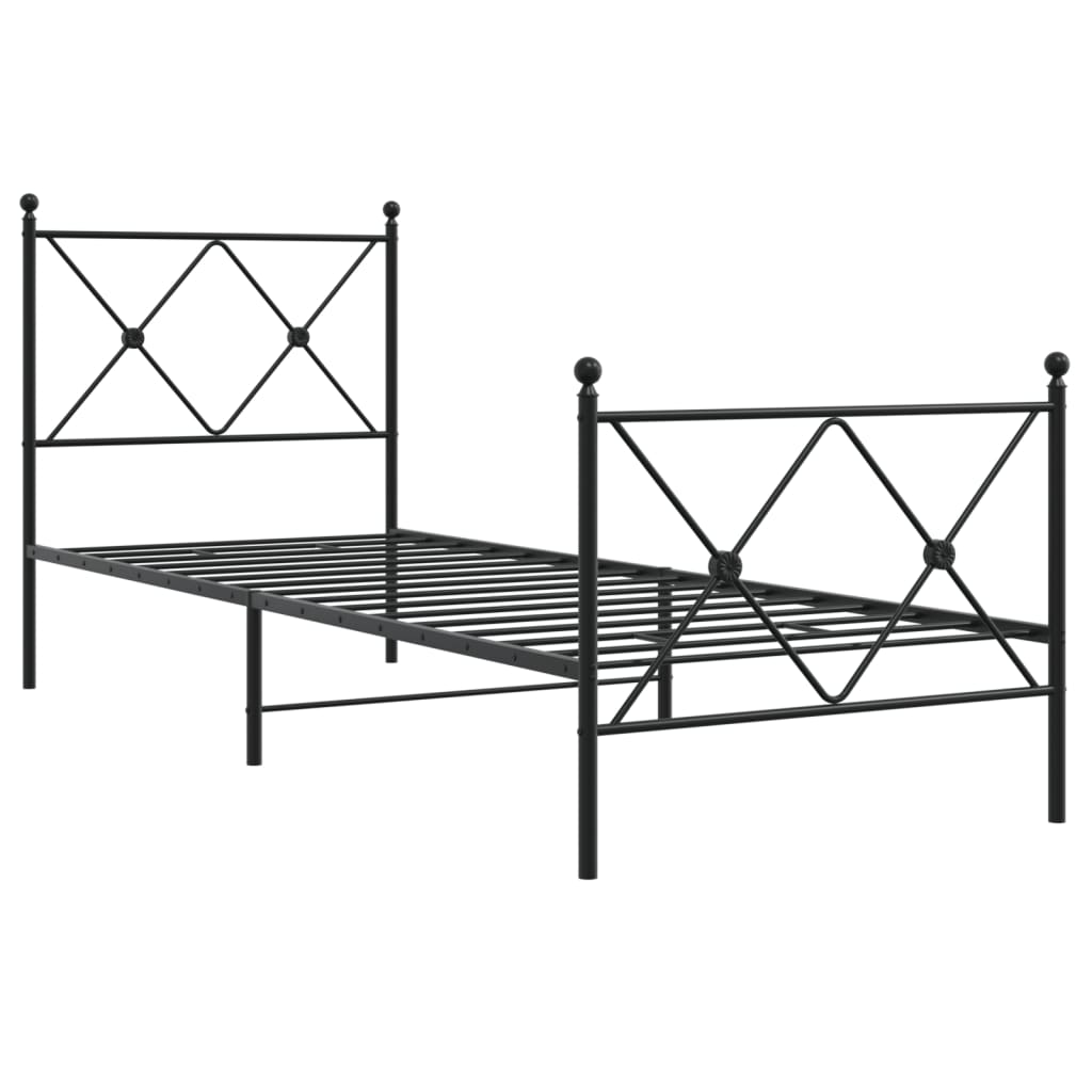 Vidaxl bedframe met hoofd- en voeteneinde metaal zwart 80x200 cm