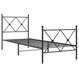 Vidaxl bedframe met hoofd- en voeteneinde metaal zwart 80x200 cm