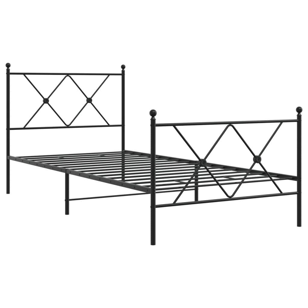 Vidaxl bedframe met hoofd- en voeteneinde metaal zwart 90x200 cm