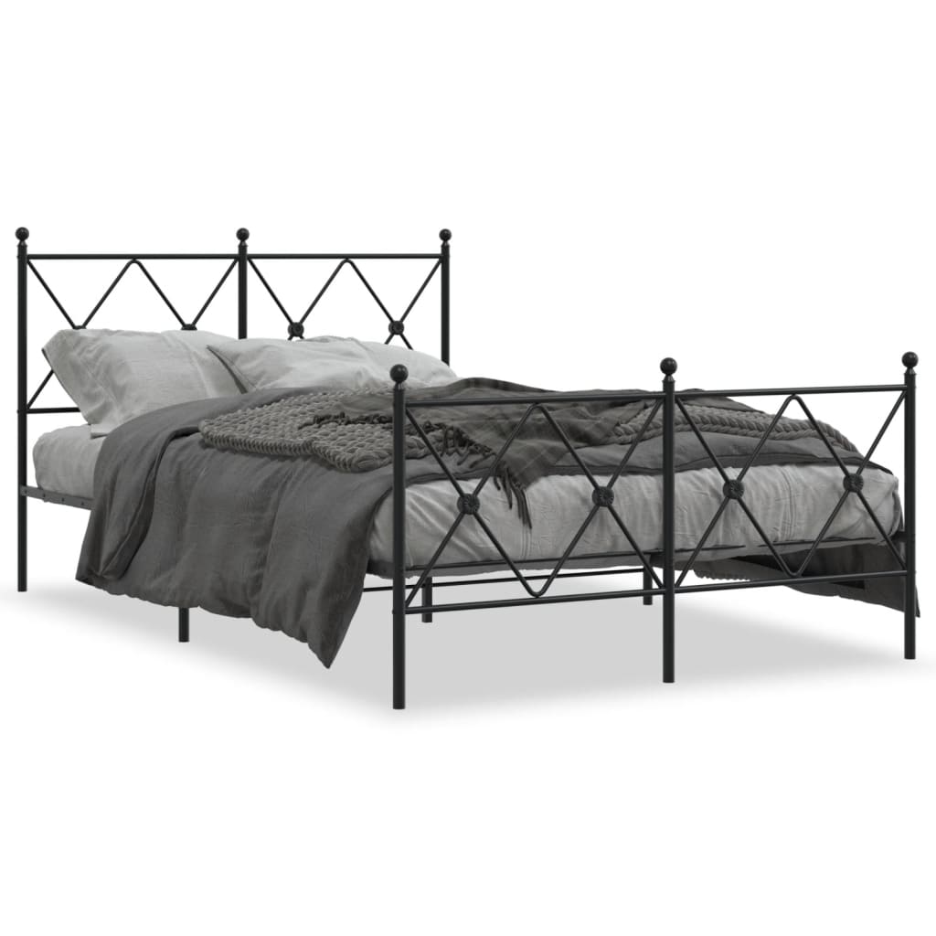 Vidaxl bedframe met hoofd- en voeteneinde metaal zwart 120x190 cm