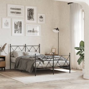Vidaxl bedframe met hoofd- en voeteneinde metaal zwart 120x190 cm