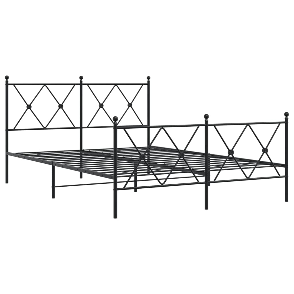 Vidaxl bedframe met hoofd- en voeteneinde metaal zwart 137x190 cm