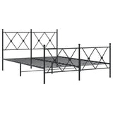 Vidaxl bedframe met hoofd- en voeteneinde metaal zwart 137x190 cm
