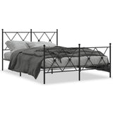 Vidaxl bedframe met hoofd- en voeteneinde metaal zwart 140x190 cm