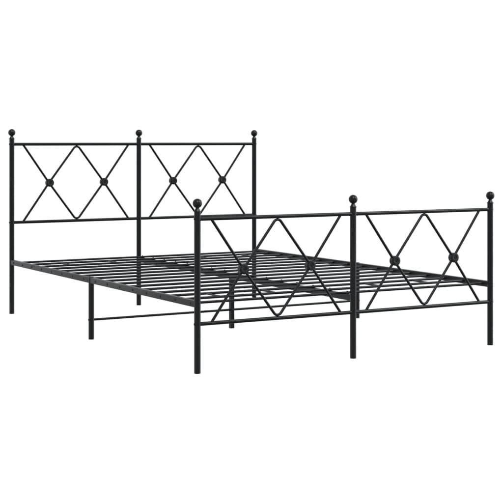 Vidaxl bedframe met hoofd- en voeteneinde metaal zwart 140x190 cm