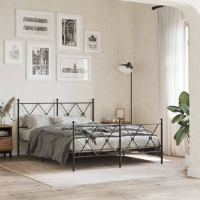 Vidaxl bedframe met hoofd- en voeteneinde metaal zwart 140x190 cm