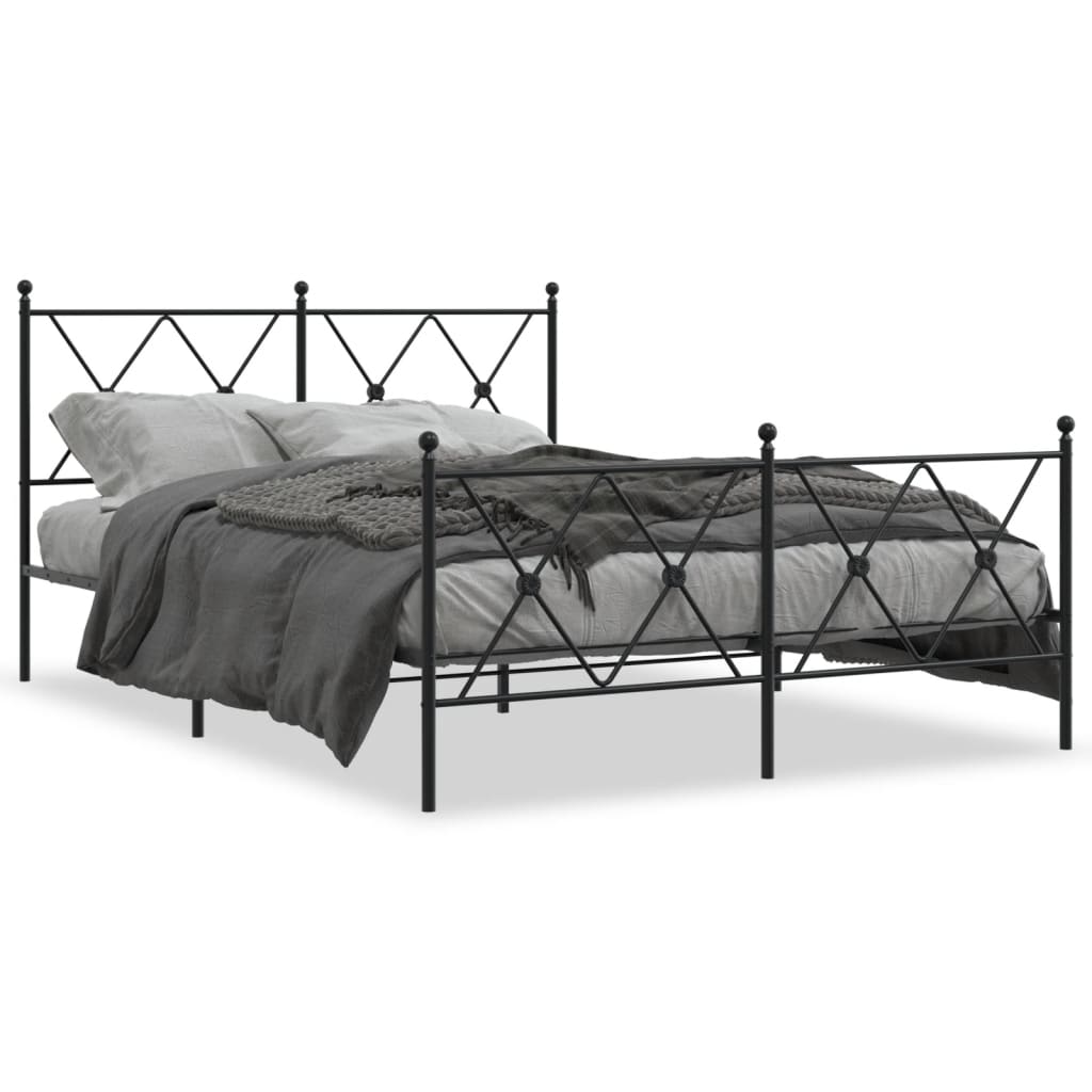 Vidaxl bedframe met hoofd- en voeteneinde metaal zwart 140x200 cm