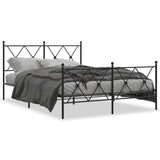Vidaxl bedframe met hoofd- en voeteneinde metaal zwart 140x200 cm