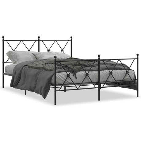 Vidaxl bedframe met hoofd- en voeteneinde metaal zwart 140x200 cm