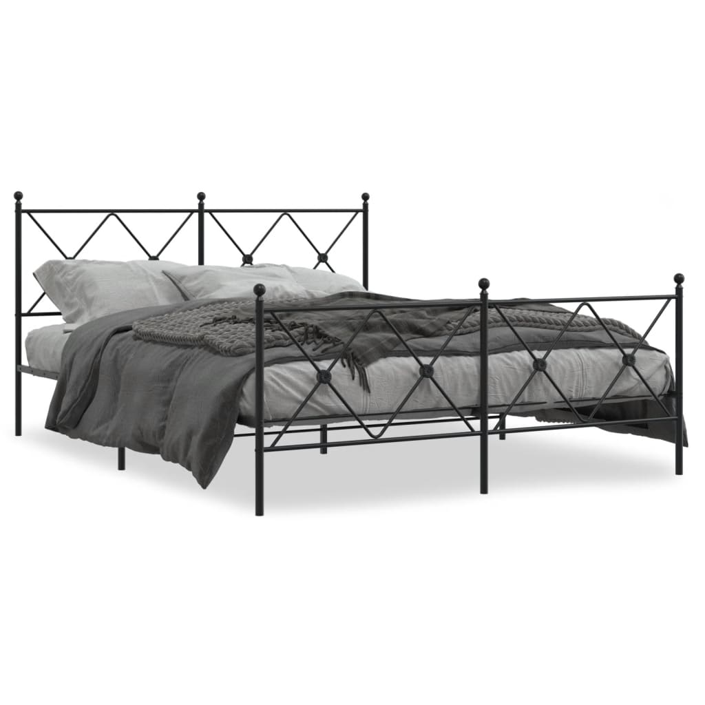 Vidaxl bedframe met hoofd- en voeteneinde metaal zwart 150x200 cm