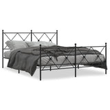 Vidaxl bedframe met hoofd- en voeteneinde metaal zwart 150x200 cm