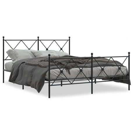 Vidaxl bedframe met hoofd- en voeteneinde metaal zwart 150x200 cm