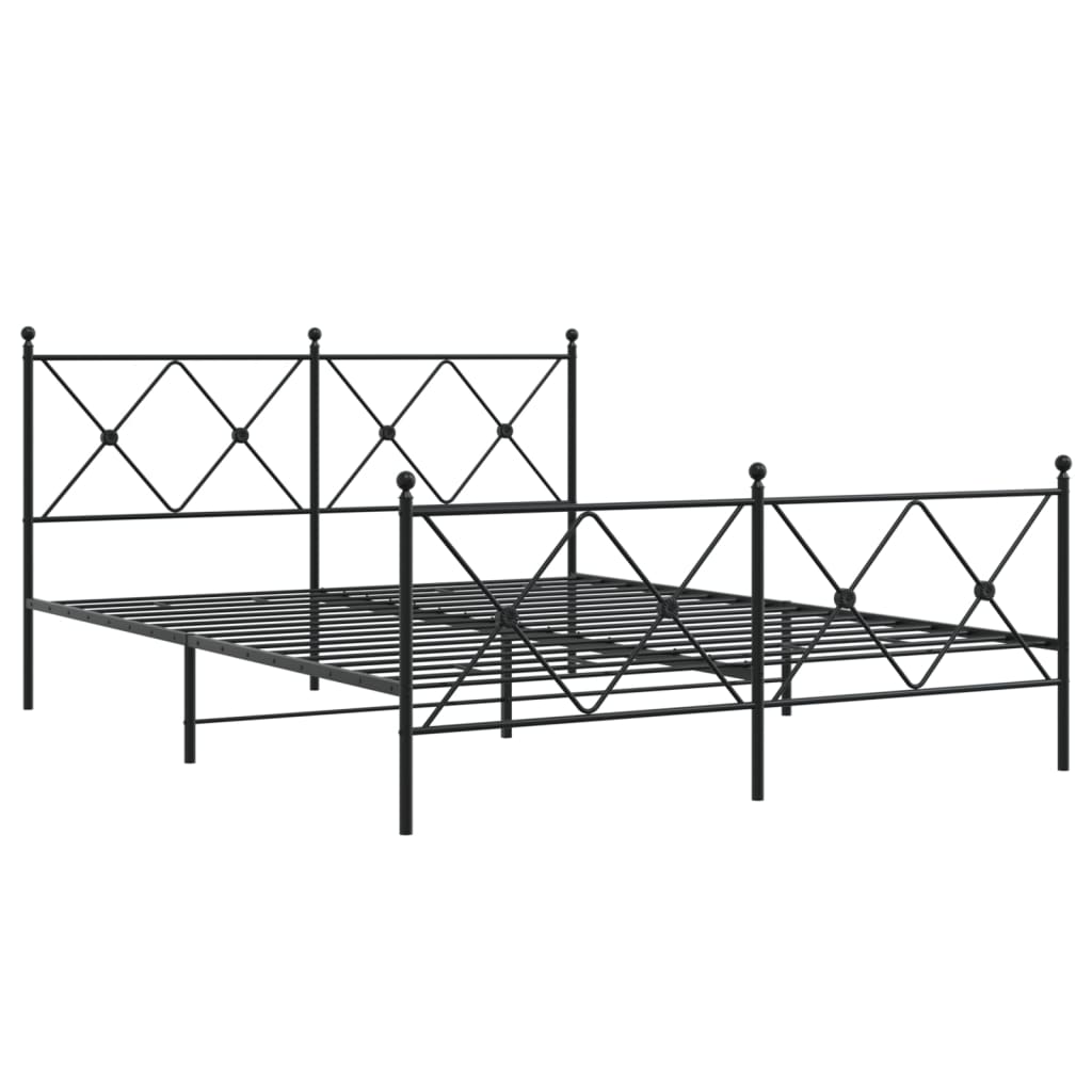 Vidaxl bedframe met hoofd- en voeteneinde metaal zwart 150x200 cm