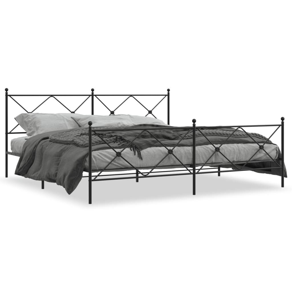 Vidaxl bedframe met hoofd- en voeteneinde metaal zwart 193x203 cm
