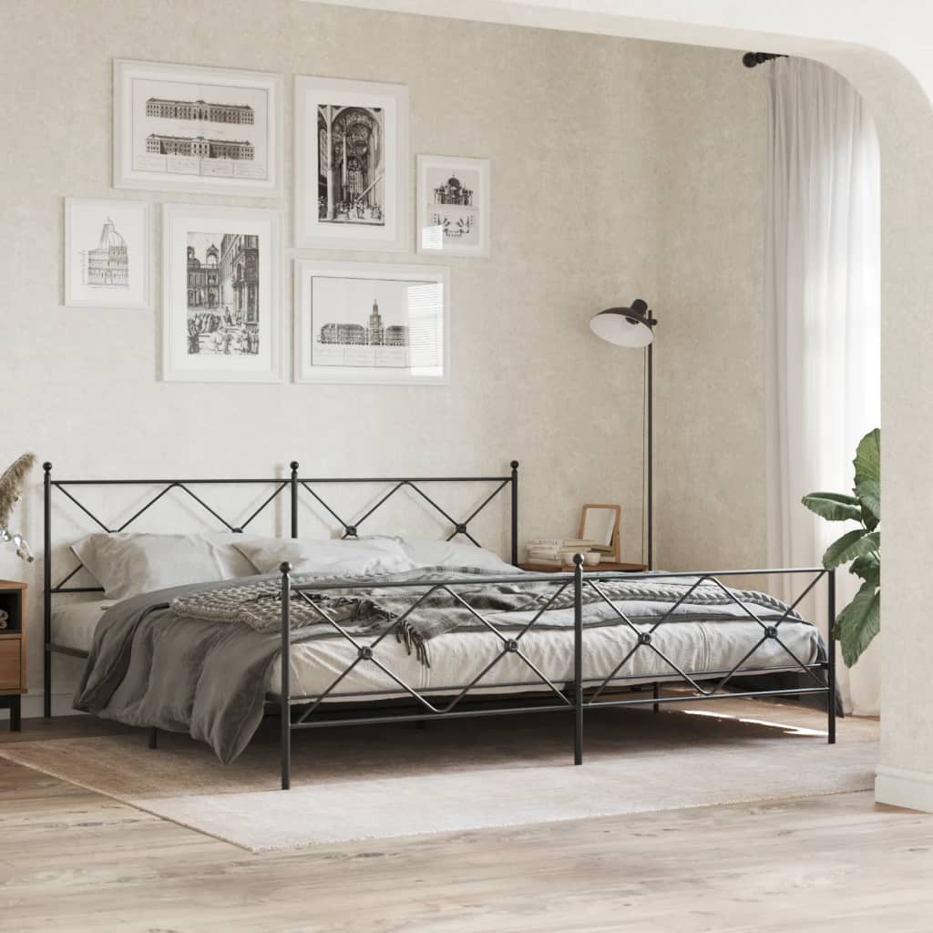 Vidaxl bedframe met hoofd- en voeteneinde metaal zwart 193x203 cm