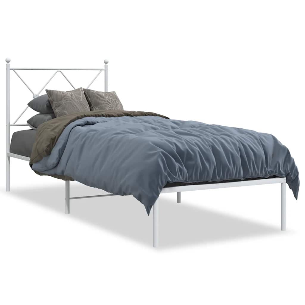 Vidaxl bedframe met hoofdbord metaal wit 80x200 cm