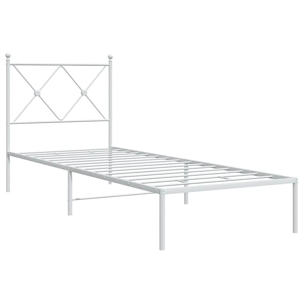 Vidaxl bedframe met hoofdbord metaal wit 80x200 cm