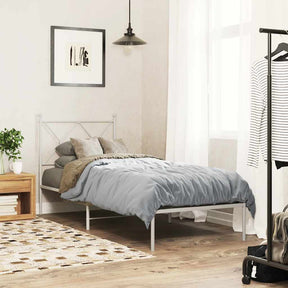 Vidaxl bedframe met hoofdbord metaal wit 80x200 cm