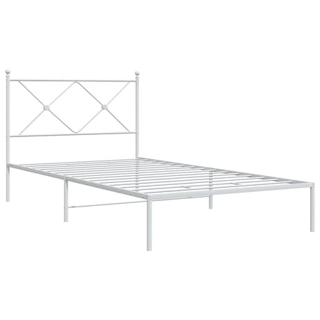 Vidaxl bedframe met hoofdbord metaal wit 107x203 cm