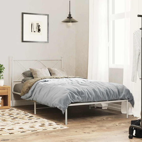 Vidaxl bedframe met hoofdbord metaal wit 107x203 cm