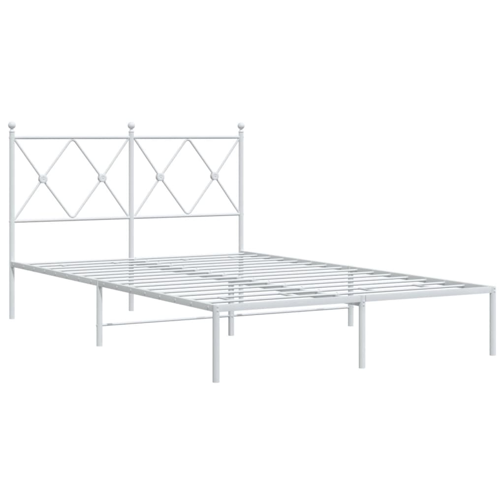 Vidaxl bedframe met hoofdbord metaal wit 120x190 cm