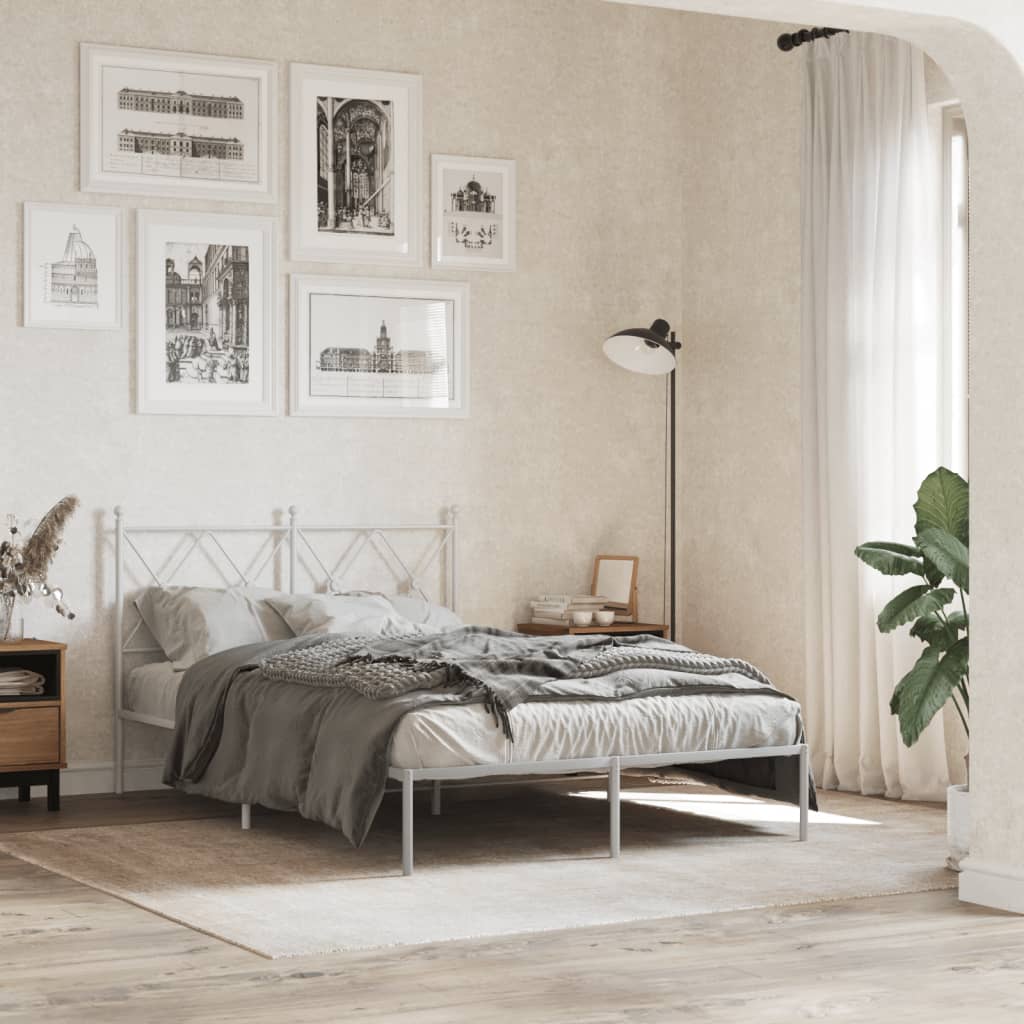 Vidaxl bedframe met hoofdbord metaal wit 120x190 cm
