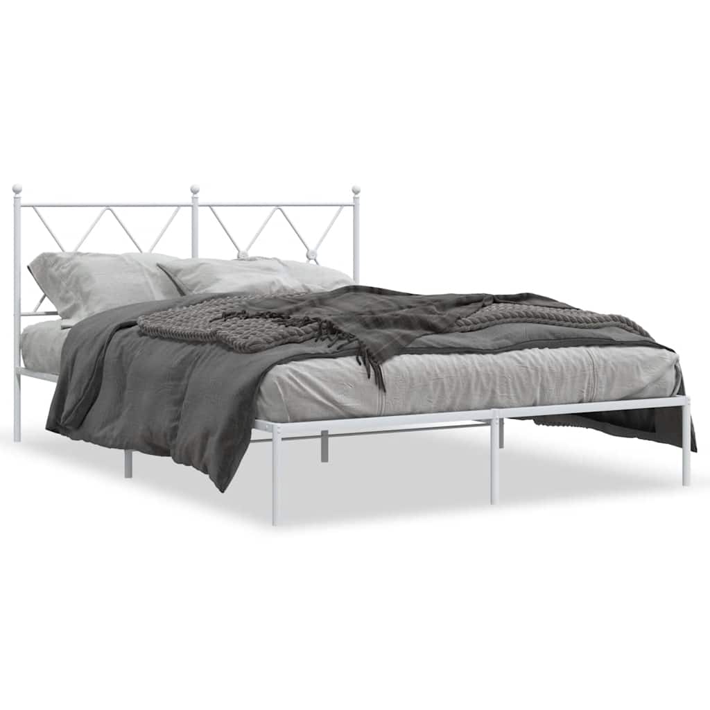 Vidaxl bedframe met hoofdbord metaal wit 140x190 cm
