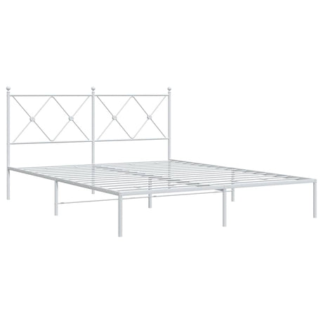 Vidaxl bedframe met hoofdbord metaal wit 150x200 cm