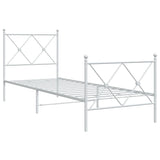 Vidaxl bedframe met hoofd- en voeteneinde metaal wit 75x190 cm