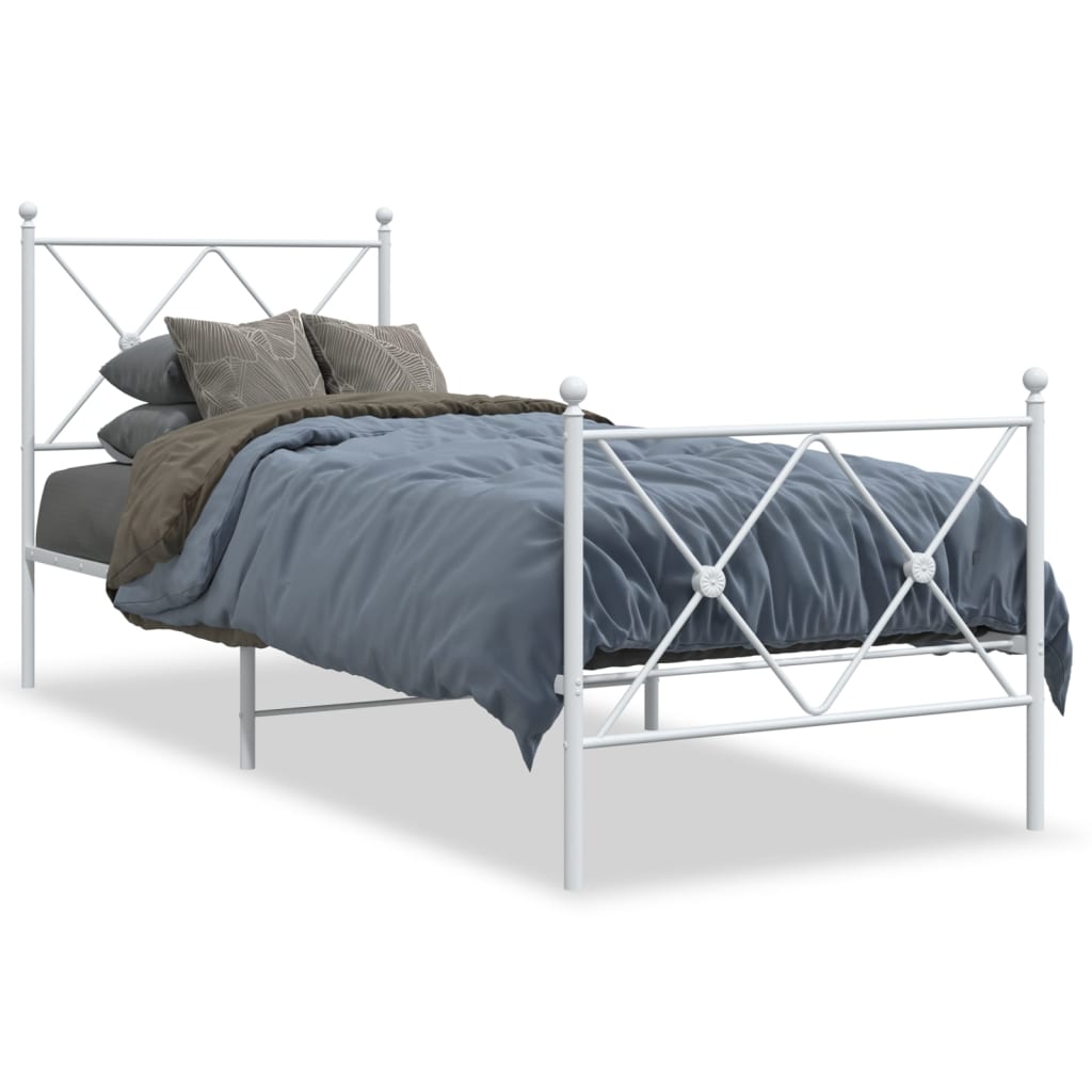 Vidaxl bedframe met hoofd- en voeteneinde metaal wit 80x200 cm