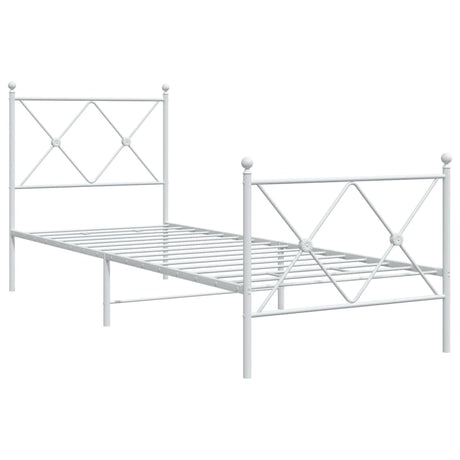 Vidaxl bedframe met hoofd- en voeteneinde metaal wit 80x200 cm