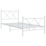 Vidaxl bedframe met hoofd- en voeteneinde metaal wit 90x200 cm