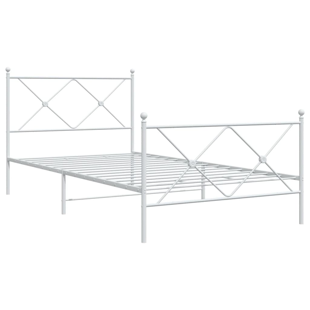 Vidaxl bedframe met hoofd- en voeteneinde metaal wit 100x190 cm