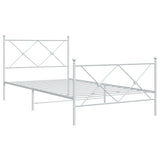 Vidaxl bedframe met hoofd- en voeteneinde metaal wit 100x190 cm