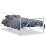 Vidaxl bedframe met hoofd- en voeteneinde metaal wit 107x203 cm