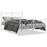 Vidaxl bedframe met hoofd- en voeteneinde metaal wit 120x200 cm