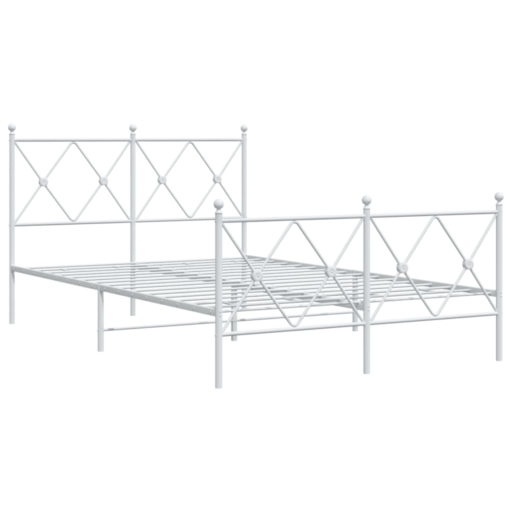 Vidaxl bedframe met hoofd- en voeteneinde metaal wit 120x200 cm