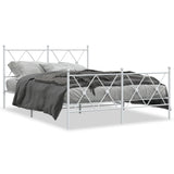 Vidaxl bedframe met hoofd- en voeteneinde metaal wit 137x190 cm