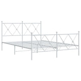 Vidaxl bedframe met hoofd- en voeteneinde metaal wit 137x190 cm
