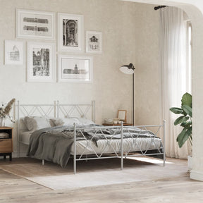 Vidaxl bedframe met hoofd- en voeteneinde metaal wit 137x190 cm