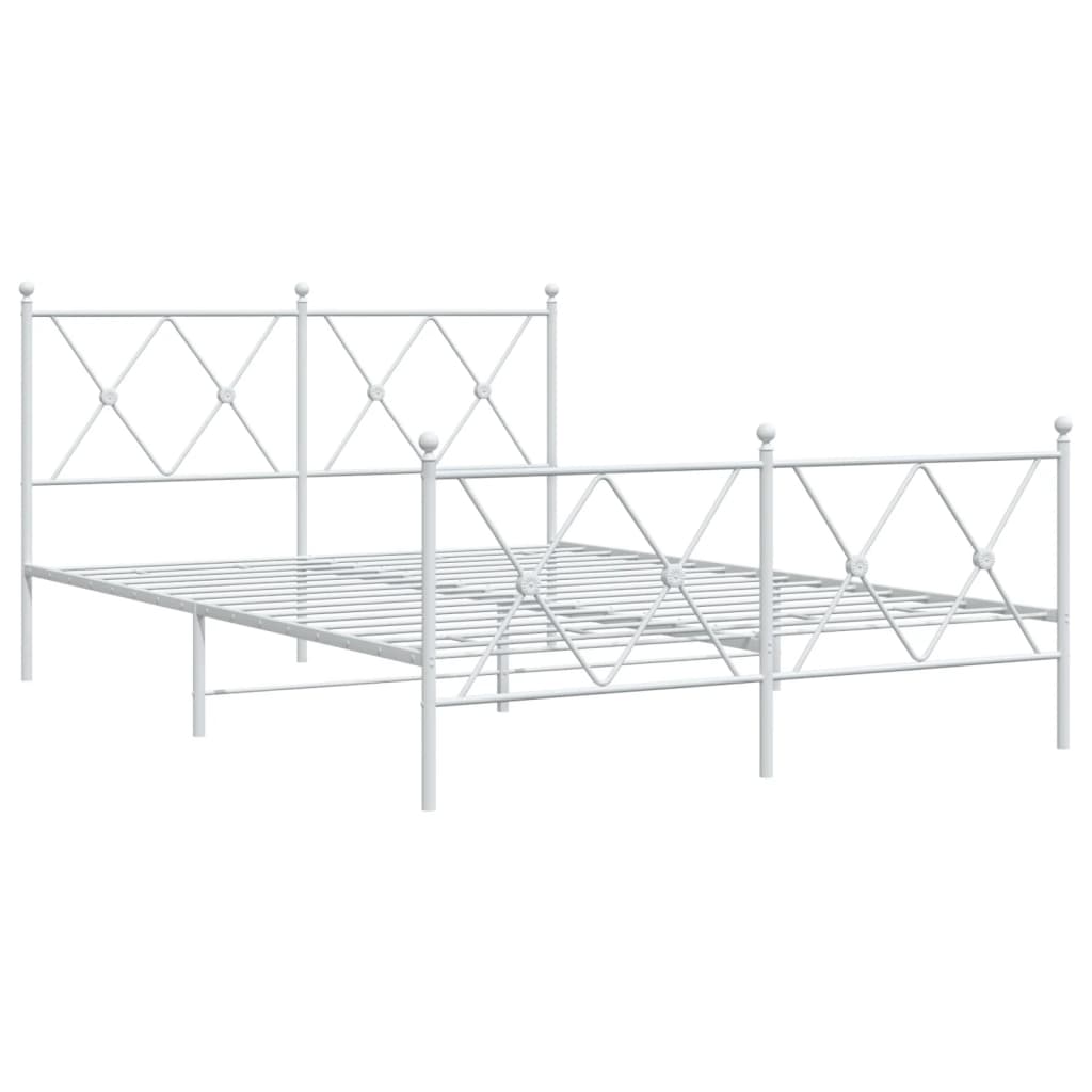 Vidaxl bedframe met hoofd- en voeteneinde metaal wit 140x190 cm