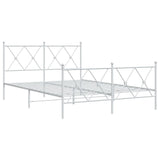 Vidaxl bedframe met hoofd- en voeteneinde metaal wit 140x190 cm