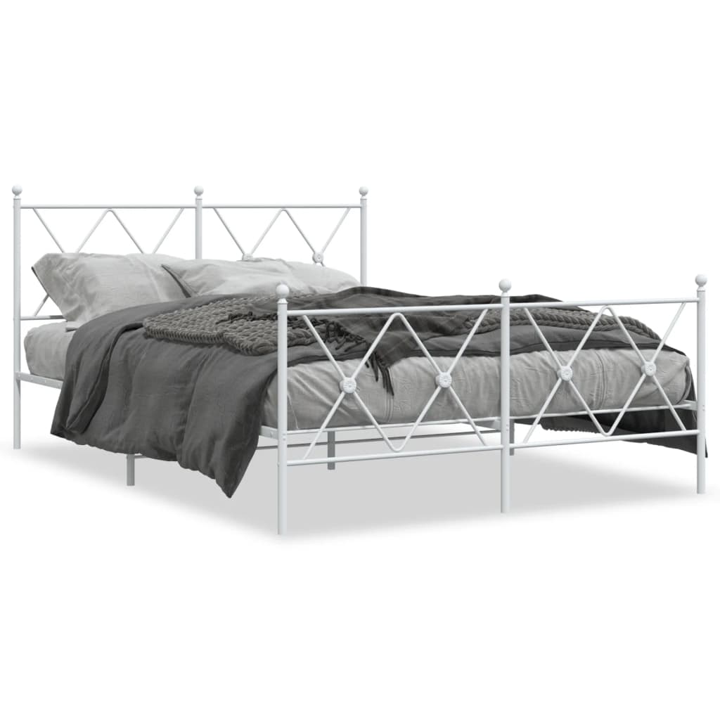 Vidaxl bedframe met hoofd- en voeteneinde metaal wit 140x200 cm